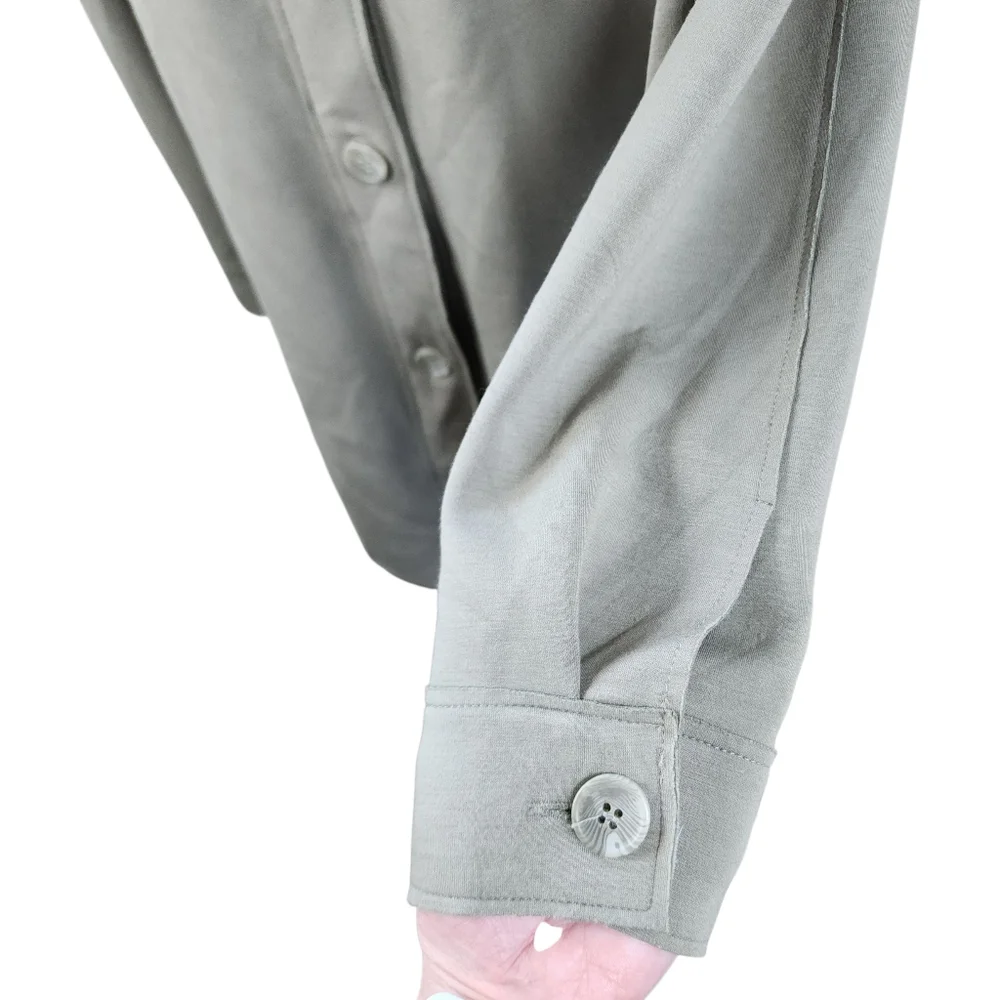 Joie Stretch Utility Shacket Button Down Olive Green Oversized Fit Size XS - Picture 9 of 16